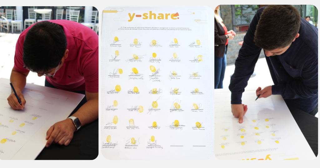 Yellowers firmando el documento